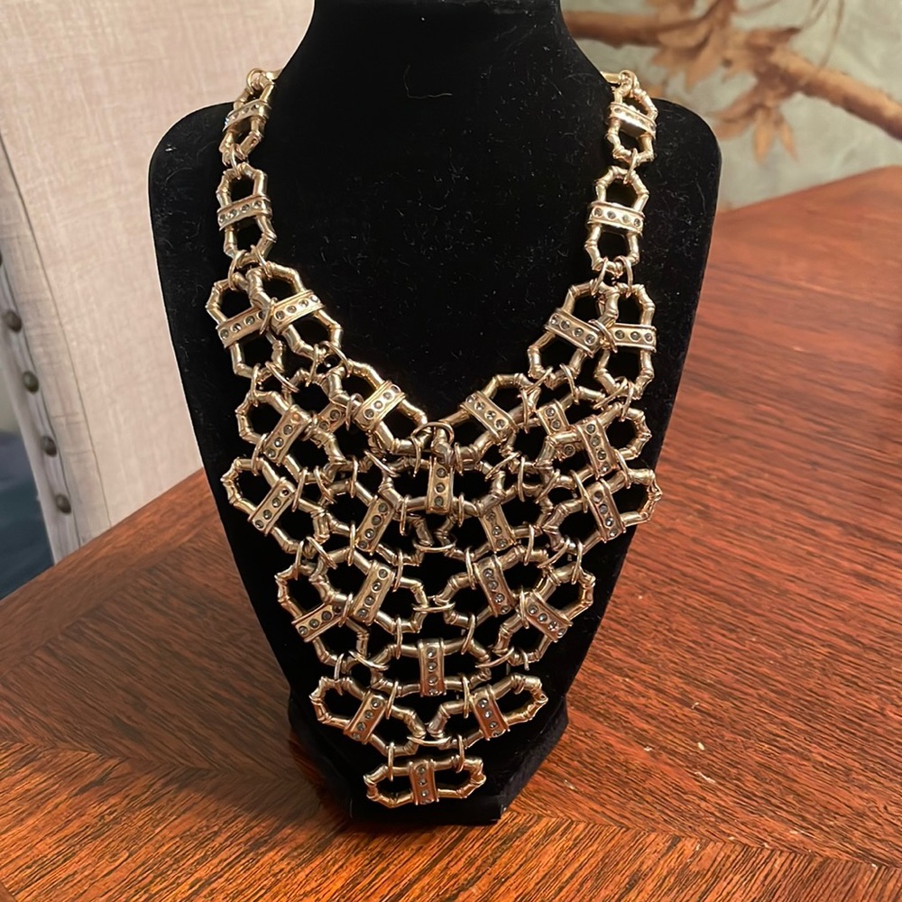 Vintage Elaine Turner Estrella Gold Bib Statement Necklace